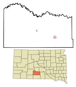 Location in Mellette County and the state of South Dakota