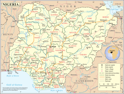 Political map of Nigeria