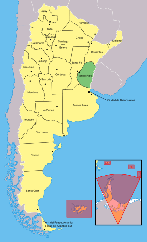 Location of Entre Ríos within Argentina