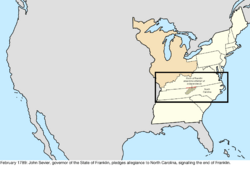 Map of the change to the United States in central North America in February 1789