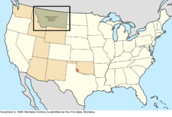 Map of the change to the United States in central North America on November 8, 1889