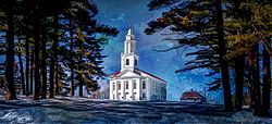 The First Congregational Church of Blandford, known locally as "The White Church" and featured on the town's flag and corporate seal.