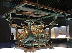 Bronze Square Table Stand Decorated with Dragon-and-phoenix