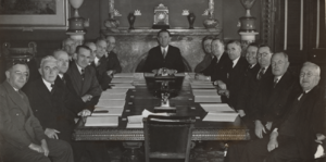 First meeting of the new NSW Executive Council, Premier William McKell, Governor Lord Wakehurst presiding, 16 May 1941