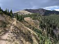 Looking north-northeast from the switch-backed section of the trail to Lake Katherine towards the Sante Fe Baldy summit