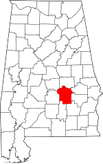 Map of Alabama highlighting Montgomery County