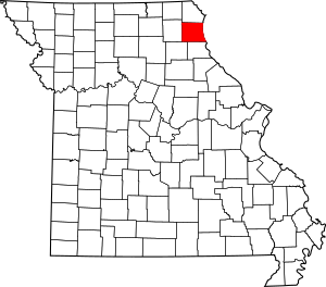 Map of Missouri highlighting Lewis County