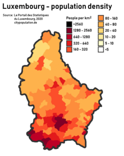 Population density in Luxembourg