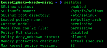 SELinux sestatus screenshot