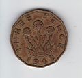 1942 threepence reverse