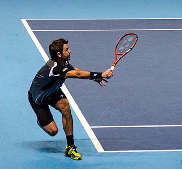 2014-11-12 2014 ATP World Tour Finals Stanislas Wawrinka forehand by Michael Frey