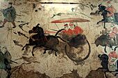 Eastern Han Dynasty tomb fresco of chariots, horses, and men, Luoyang 2