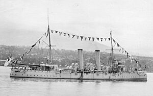 HMCS Rainbow dressed North Vancouver 1910