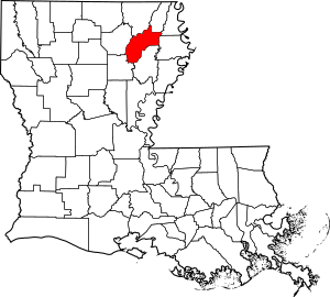 Map of Louisiana highlighting Richland Parish