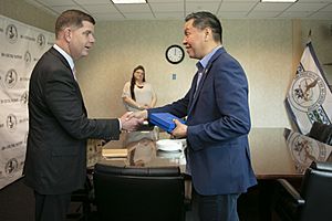 Marty Walsh and Marlon WhiteEagle (51203548127) (cropped)