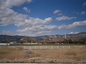 The local meetinghouse of the Church of Jesus Christ of Latter-day Saints, a landmark in central West Wood.