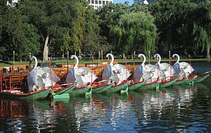 2017 Boston Public Garden Swan Boats from west closeup