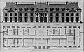 Elevation of courtyard facade and plan of first floor of the Chateau Neuf