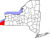 State map highlighting Chautauqua County