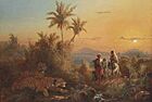 Raden Saleh - Javanese Landscape, with Tigers Listening to the Sound of a Travelling Group