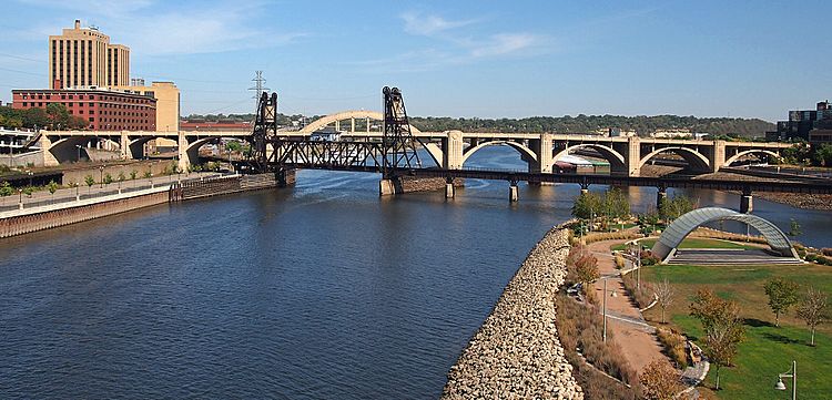 Downstream from Wabasha St Bridge