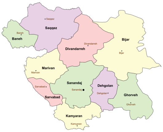 Counties of Kurdistan Province