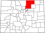 State map highlighting Weld County