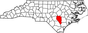 Map of North Carolina highlighting Sampson County