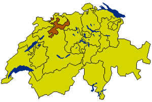 Map of Switzerland, location of Solothurn highlighted