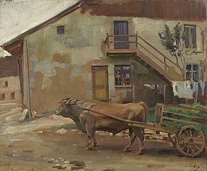 Alfred Munnings-STUDY OF A SWISS BULL (CWM 19710261-0467)