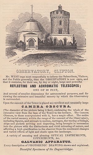 Clifton Observatory advert 1842