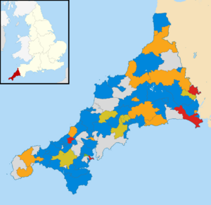 Cornwall Council political divisions May 2021 map