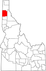 Map of Idaho highlighting Kootenai County