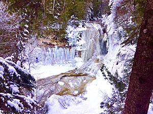 Ice climber near Miner's Falls