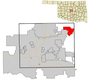 Location in Oklahoma County and the state of Oklahoma.