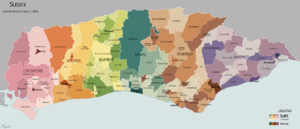 Sussex administrative map 1832