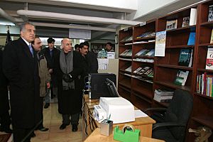Zalmay Khalilzad and Ashraf Ghani at Kabul University in 2005