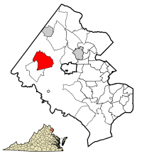 Location of Chantilly in Fairfax County, Virginia