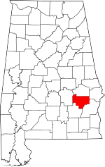 Map of Alabama highlighting Bullock County