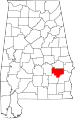 State map highlighting Bullock County