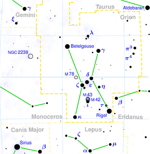 Orion constellation map