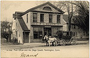 PostcardPO&StageCoachFarmingtonCT1906