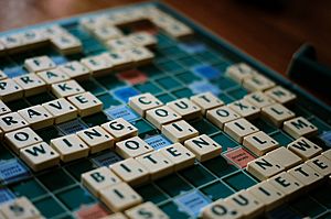 Scrabble game in progress