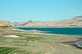 Banks of San Luis Reservoir in July 2021