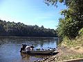 Boaters on Flint River, under GA 32 bridge