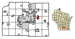 Location of Cottage Grove in Dane County, Wisconsin.