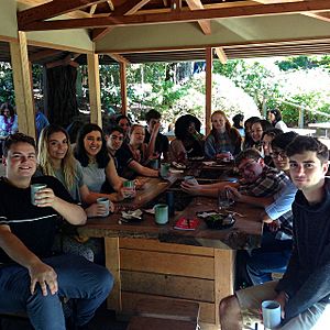 Golden Gate Park students enjoying tea and snacks at the japanese tea garden