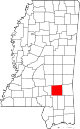 State map highlighting Jones County