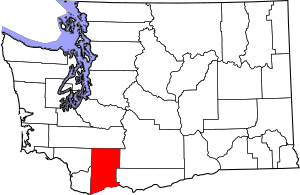 Map of Washington highlighting Skamania County