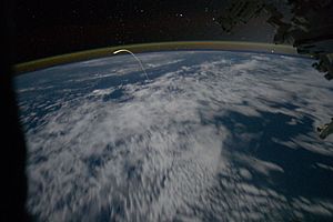 STS-135 Space Shuttle Atlantis reentry seen from the ISS